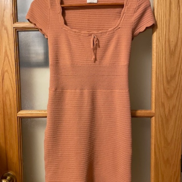 Wilfred | Reception Dress | Pointelle Knit Mini | Soft Terracotta | Size S - Picture 5 of 8